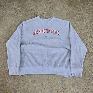 Vtg Y2k NIKE Washington State University Cougars Center Swoosh Crewneck Gray XXL